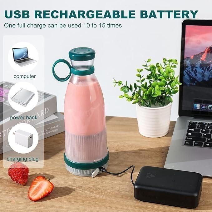 Portable Mini Juice Blender – USB Rechargeable Smoothie Maker Cup for Travel, Office & Gym