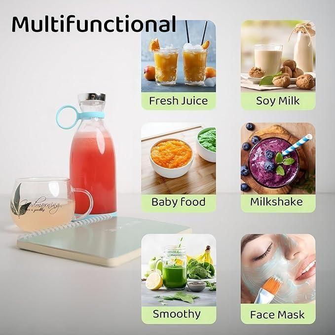 Portable Mini Juice Blender – USB Rechargeable Smoothie Maker Cup for Travel, Office & Gym